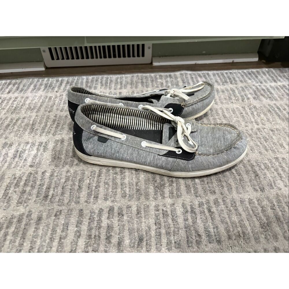 Sperry Top-Sider Womens Boat Shoes Canvas Slip-On Casual Comfort Gray Size 10 - Picture 3 of 7
